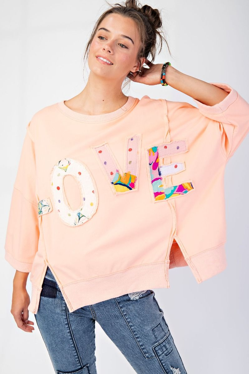 Love All Around Love Patch Terry Knit Pullover In 6 Colors