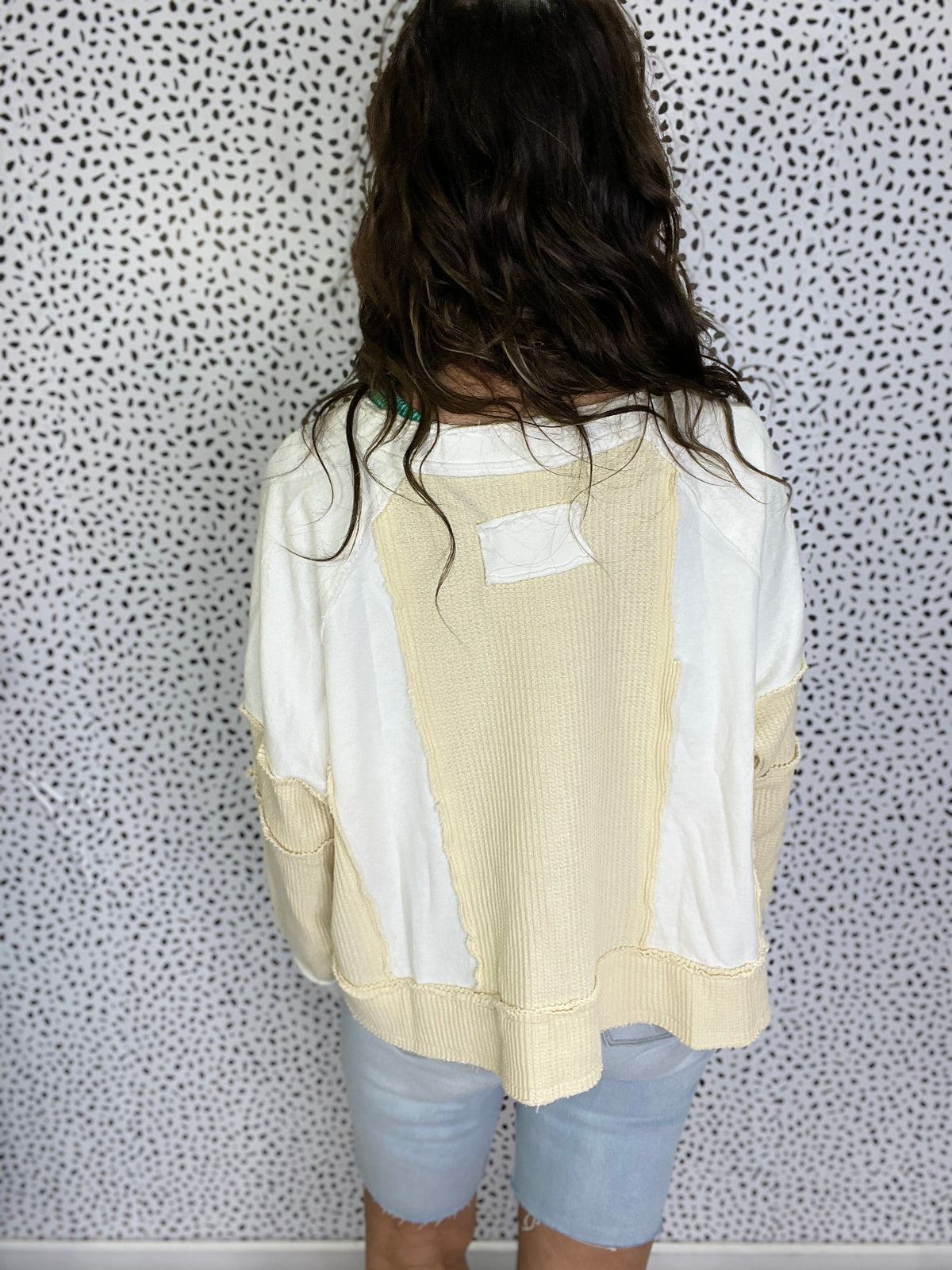 Pol Without You Multi Panel Oversized Top In 4 Colors: Ivory, Blue, Taupe, Brick *Final Sale*