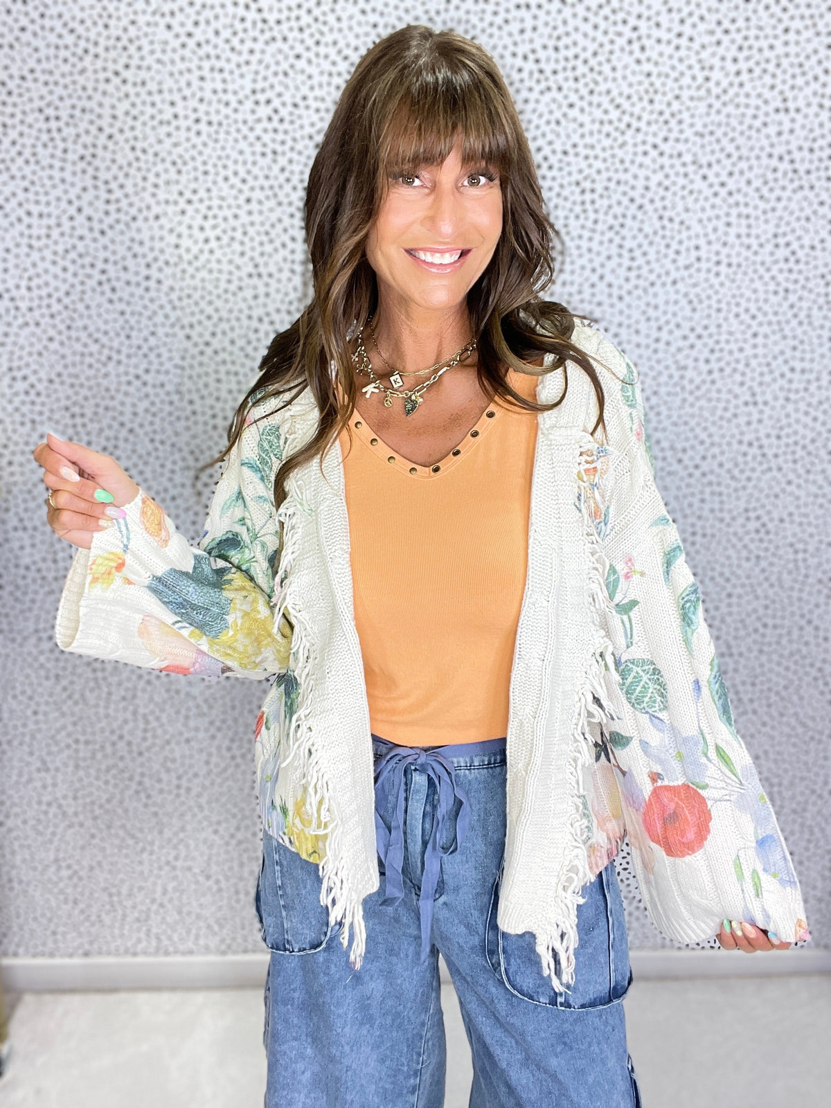 Pol Wildflower Fringe Cardigan *Final Sale*