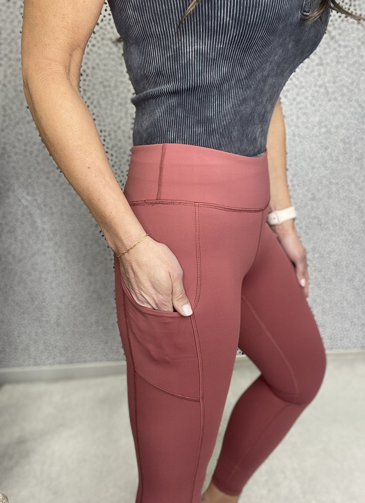 All Day Side Pocket Marsala Leggings *Final Sale*