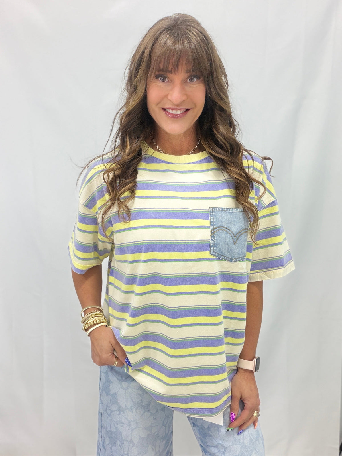 Wander Around Striped Easy Fit Top In 2 Colors