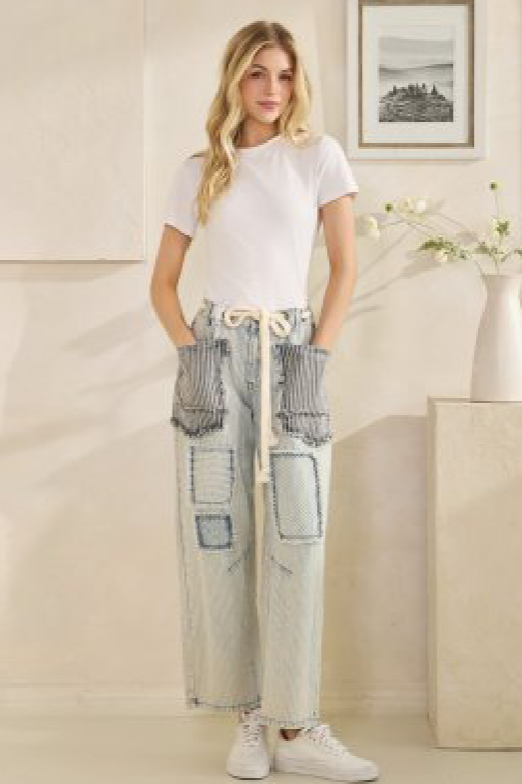 Oli & Hali Sweet Horizon Stripe Pants In Blue