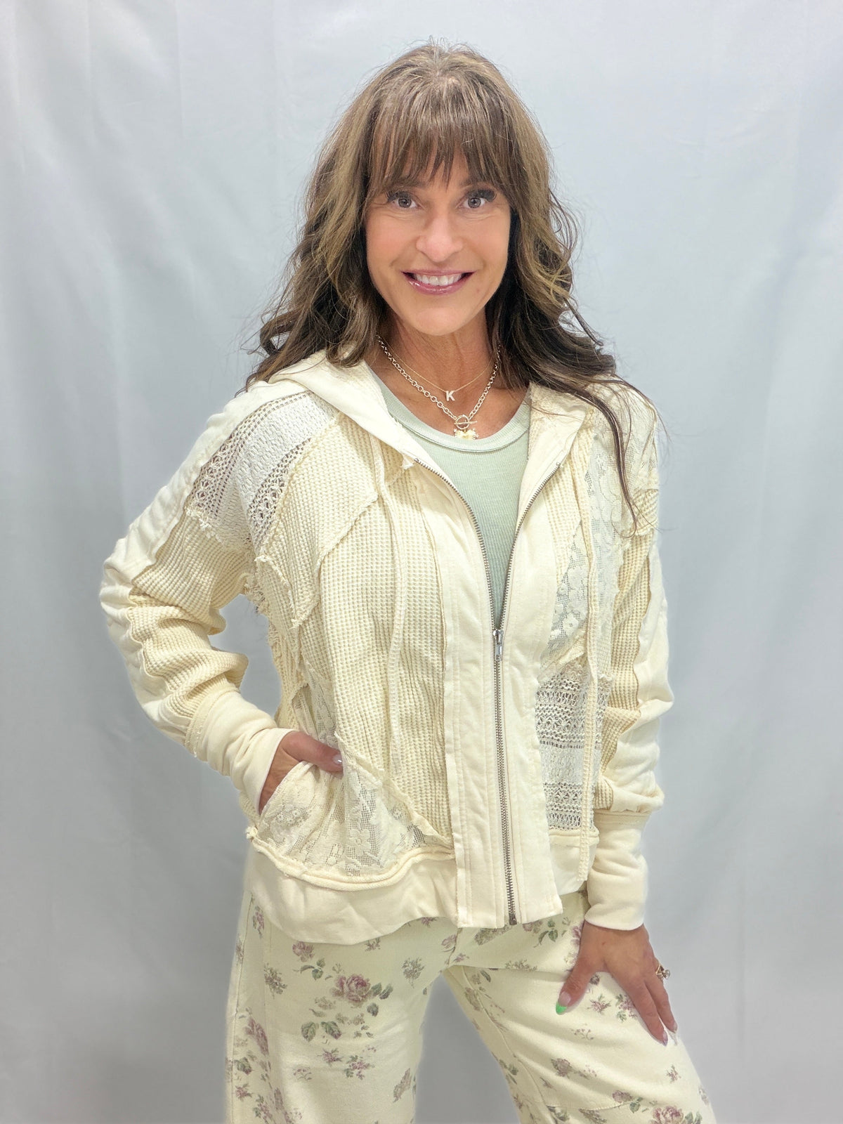 Oli & Hali Delicate Dreams Washed Zip Up Jacket in 2 Colors