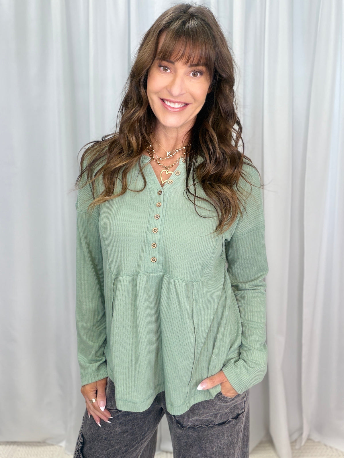 Henley Button Front Casual Days Top In Multiple Colors *Final Sale*