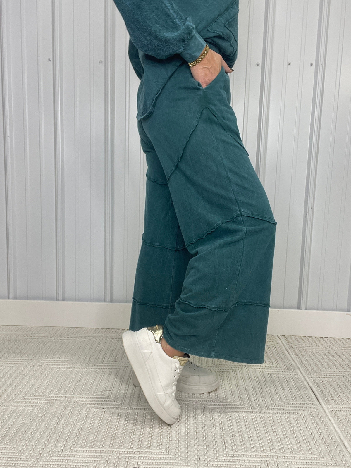 Midnight Agenda Diagonal Hem Wide Leg Pants In 2 Colors
