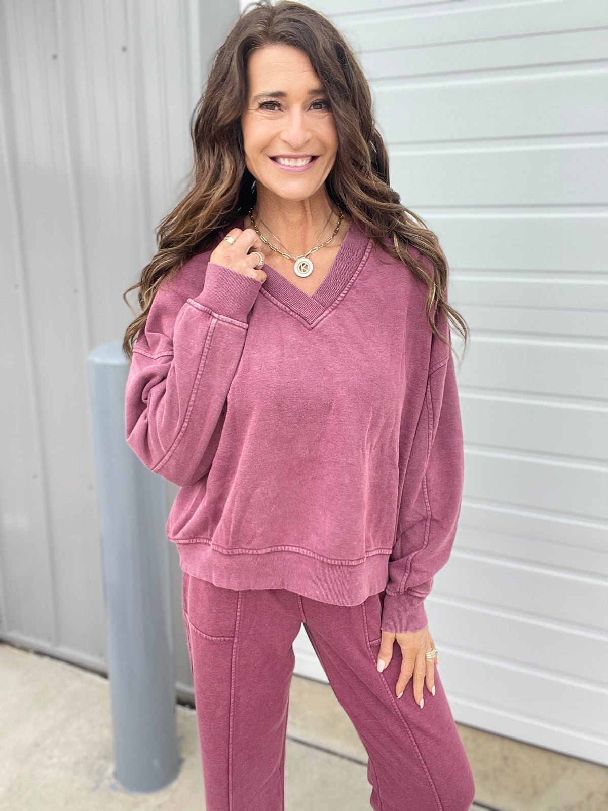 A Million Reasons Why V Neck Comfy Knit Long Sleeve Top In 6 Colors: Olive, Black, Mocha, Blue, Rose, Wine *Final Sale*