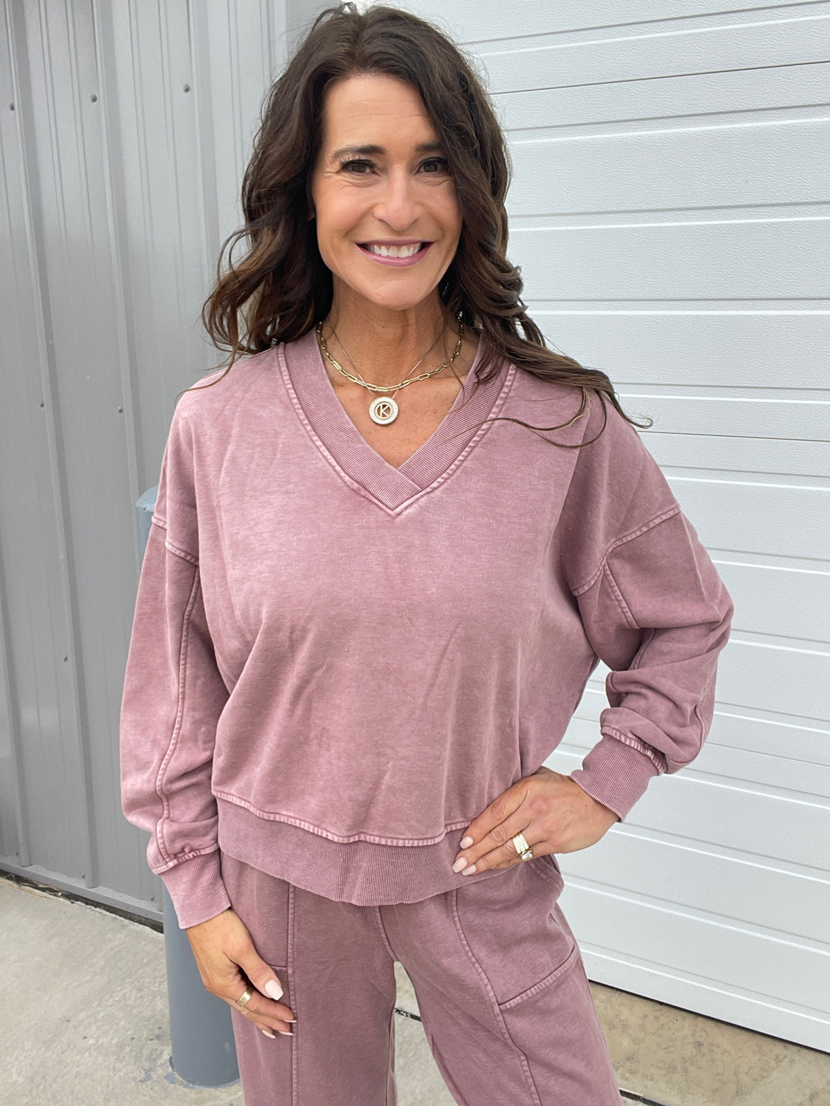 A Million Reasons Why V Neck Comfy Knit Long Sleeve Top In 6 Colors: Olive, Black, Mocha, Blue, Rose, Wine *Final Sale*