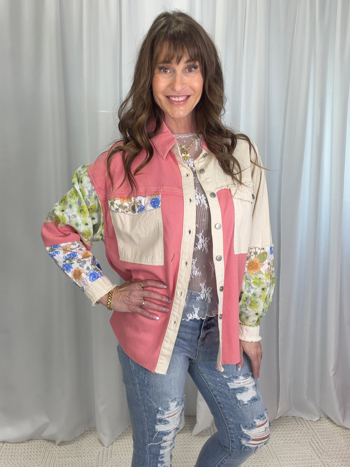 POL Sassy Look Oversized Patch Work Top In 6 Colors *Final Sale*