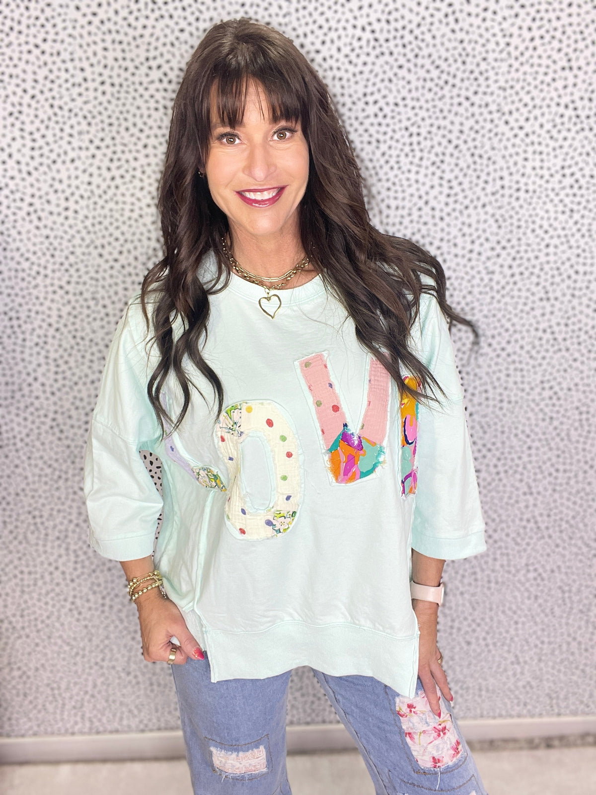 Love All Around Love Patch Terry Knit Pullover In 6 Colors