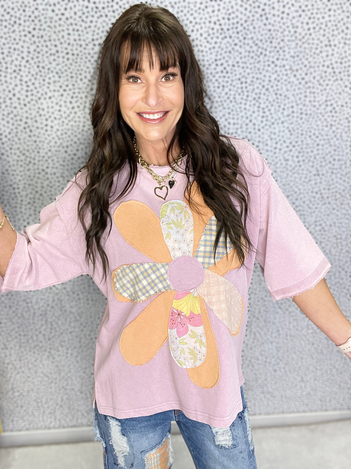Fun Blossom Flower Patch Terry Knit Top In 4 Colors *Final Sale*