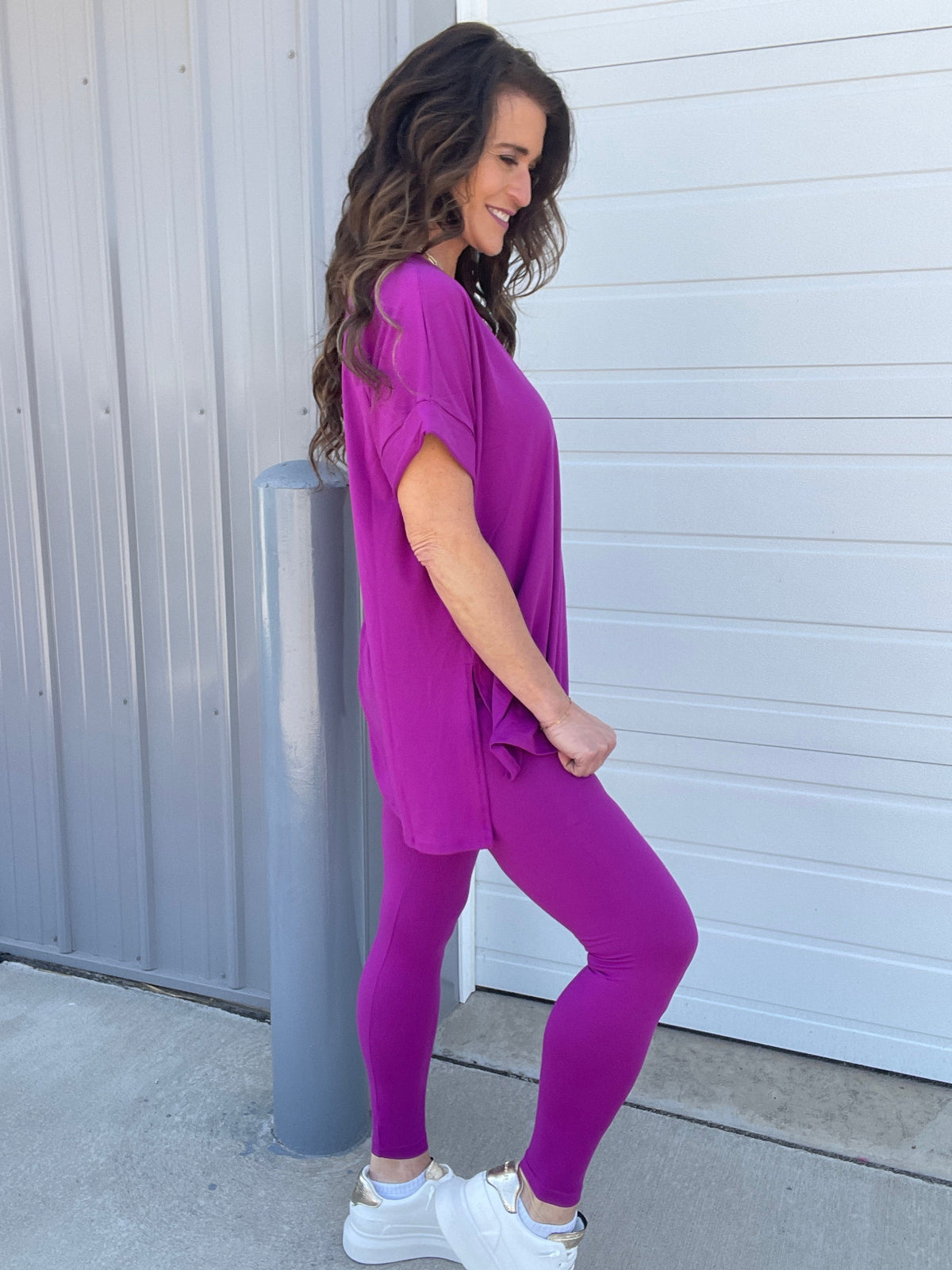 Take It Easy Soft V Neck Short Sleeve Lounge Leggings Set In 4 Colors *Final Sale*