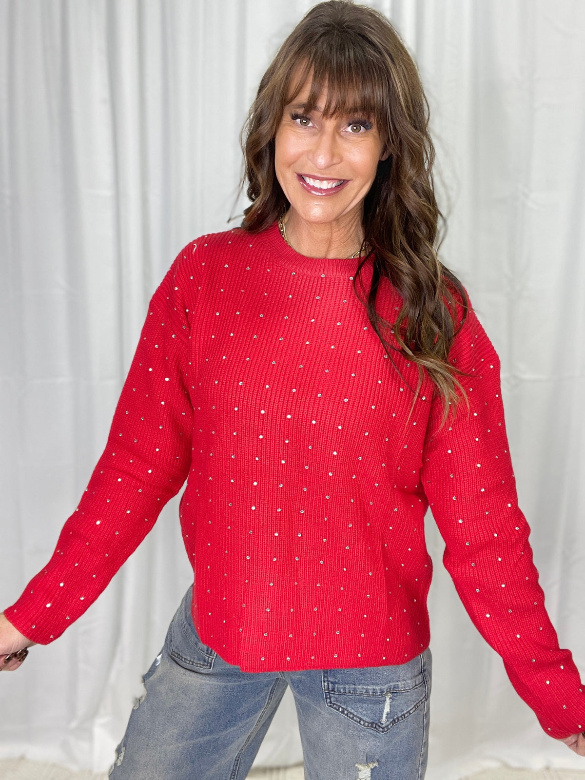 Time To Shine Rhinestone Detail Sweater