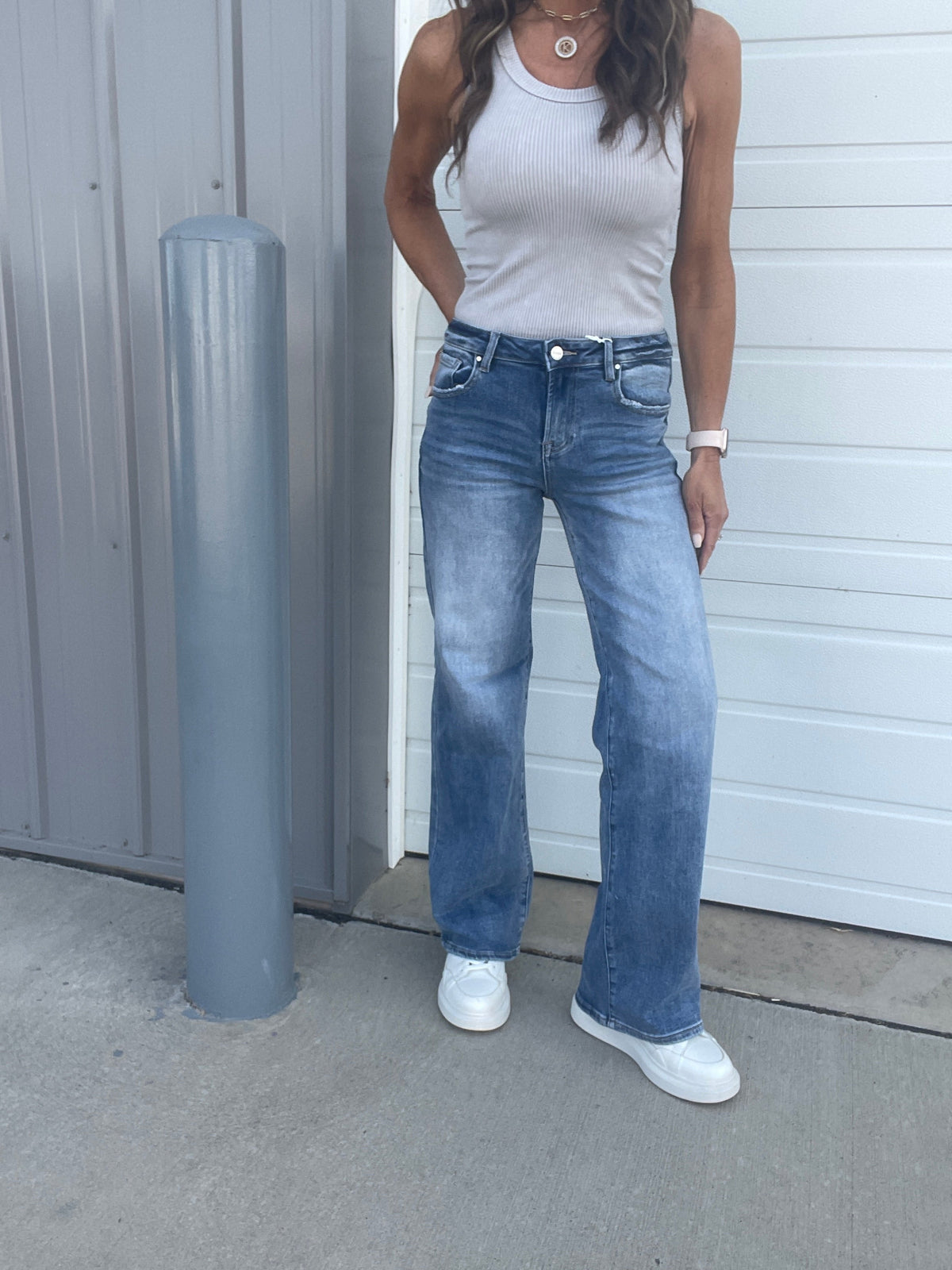 Risen Sandi Mid Rise Wide Leg Jeans 304 In Medium