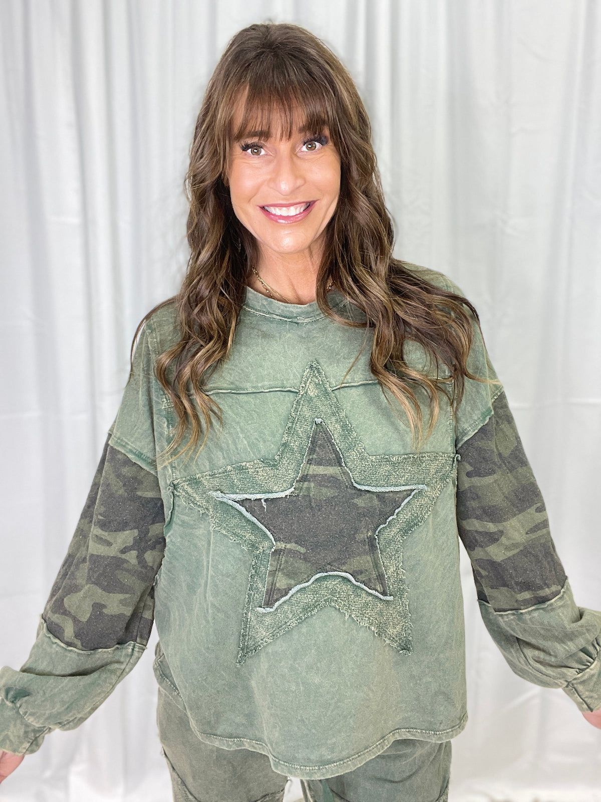 Camo Salute Long Sleeve Top In 5 Colors