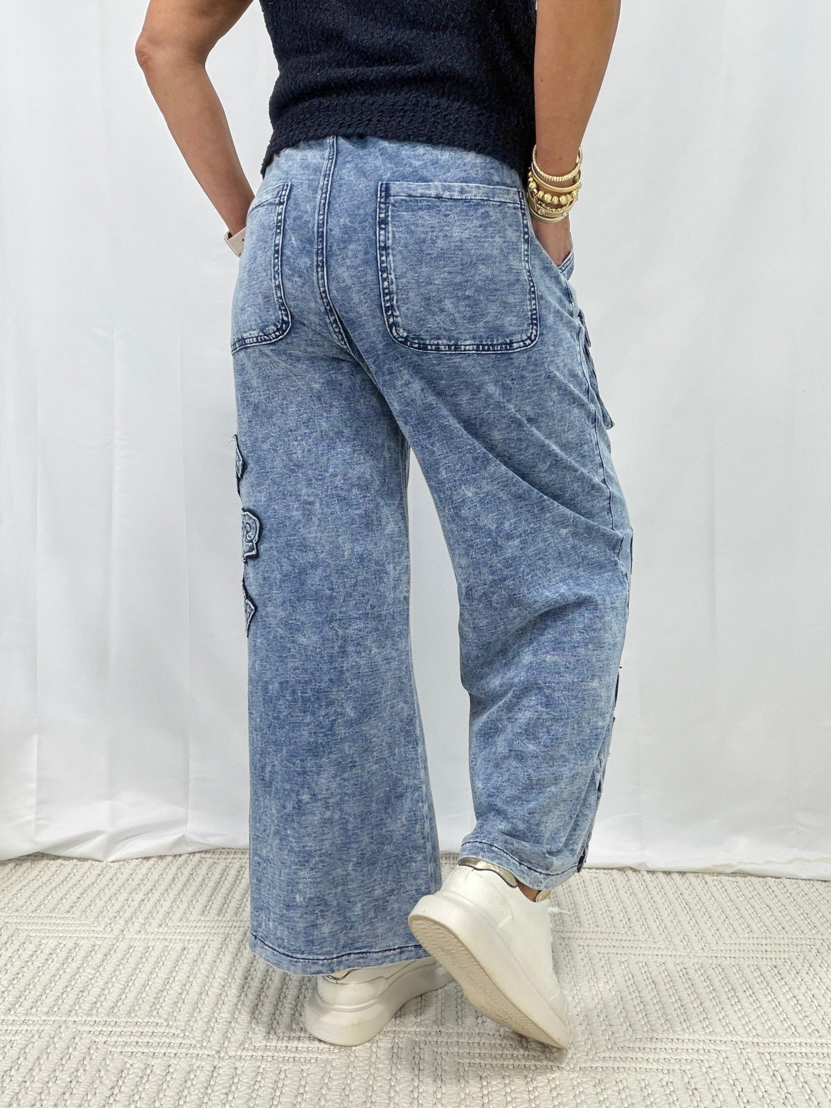 POL City Stroll Wide Leg Pants In Denim