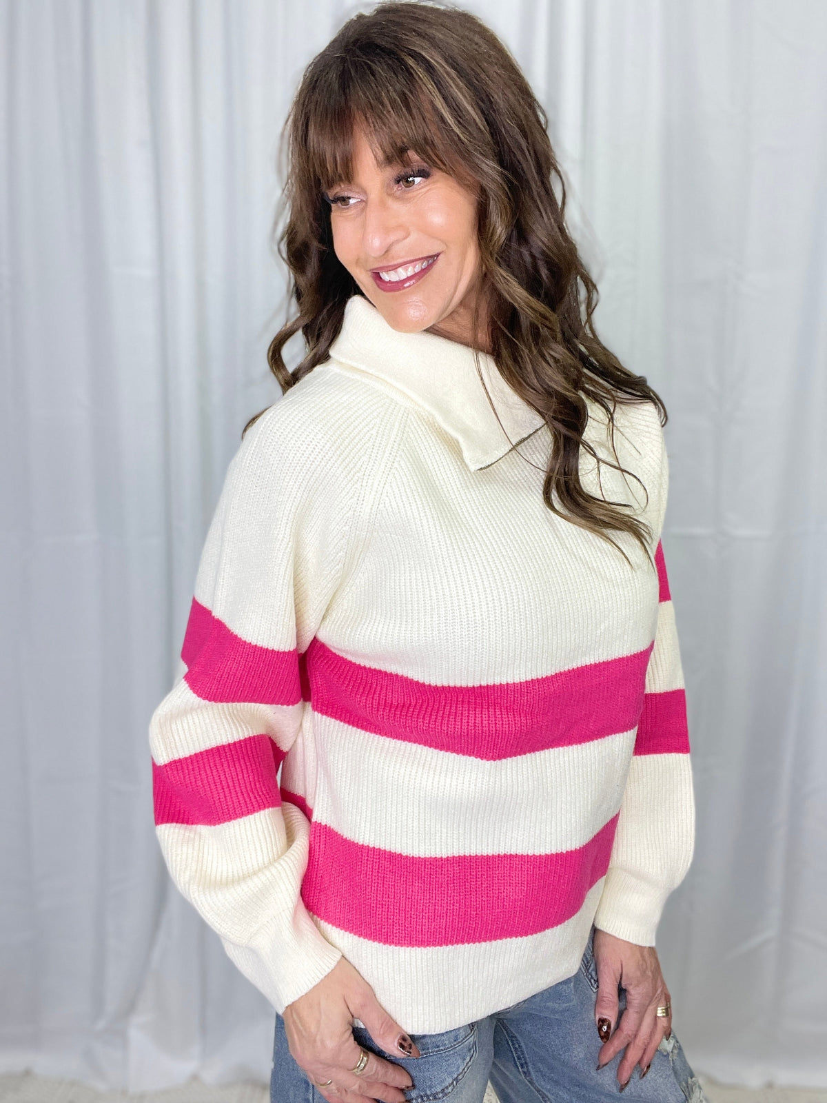 POL Goal Setter Long Sleeve Sweater In Cream *Final Sale*