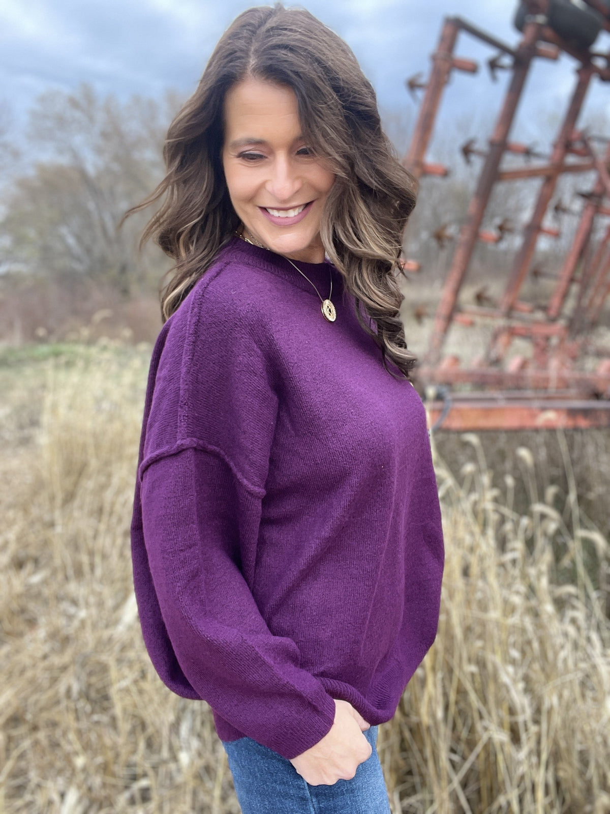 Top Of The Order Plum Sweater *Final Sale*