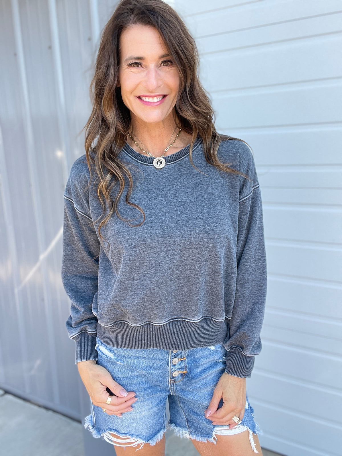 Summers End Soft And Cozy Lightweight Crewneck Top In 6 Colors: Rose, Blue, Chocolate, Black, Green Hot Pink, Mocha