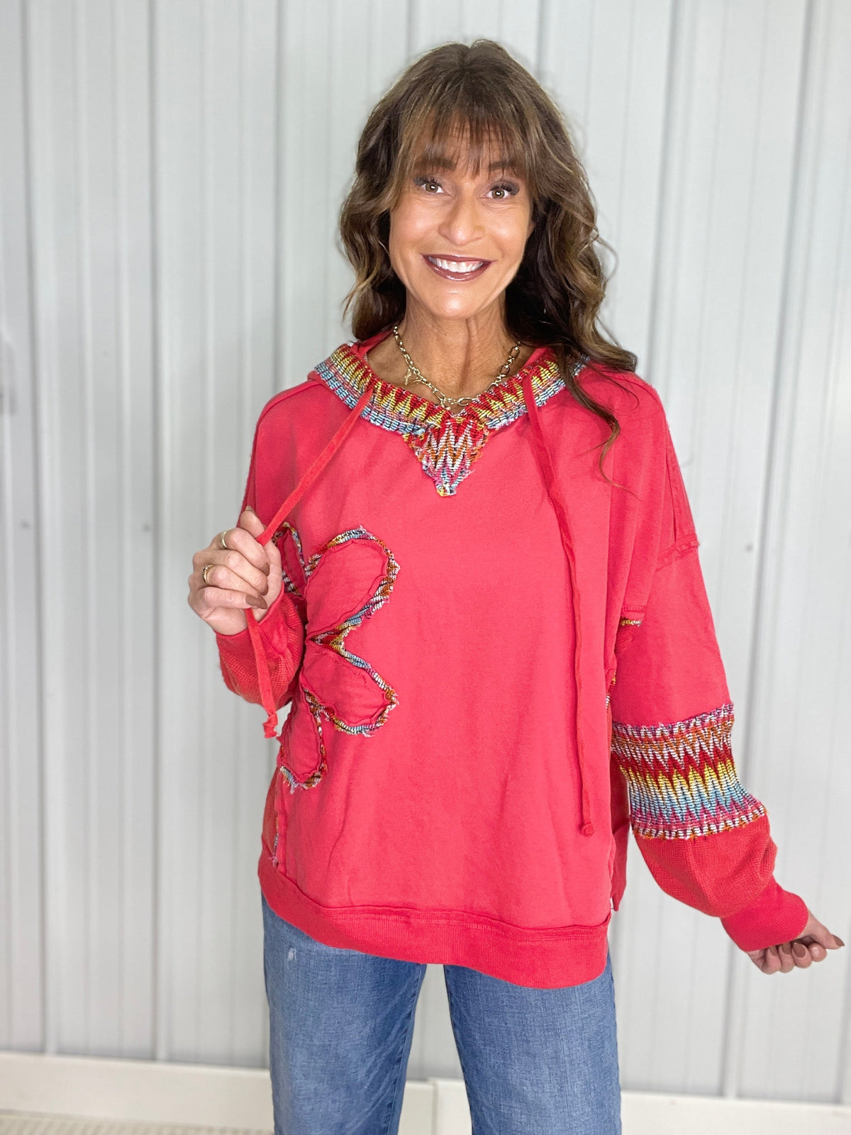 Backup Plan Daisy Patch Pullover Hoodie In 3 Colors