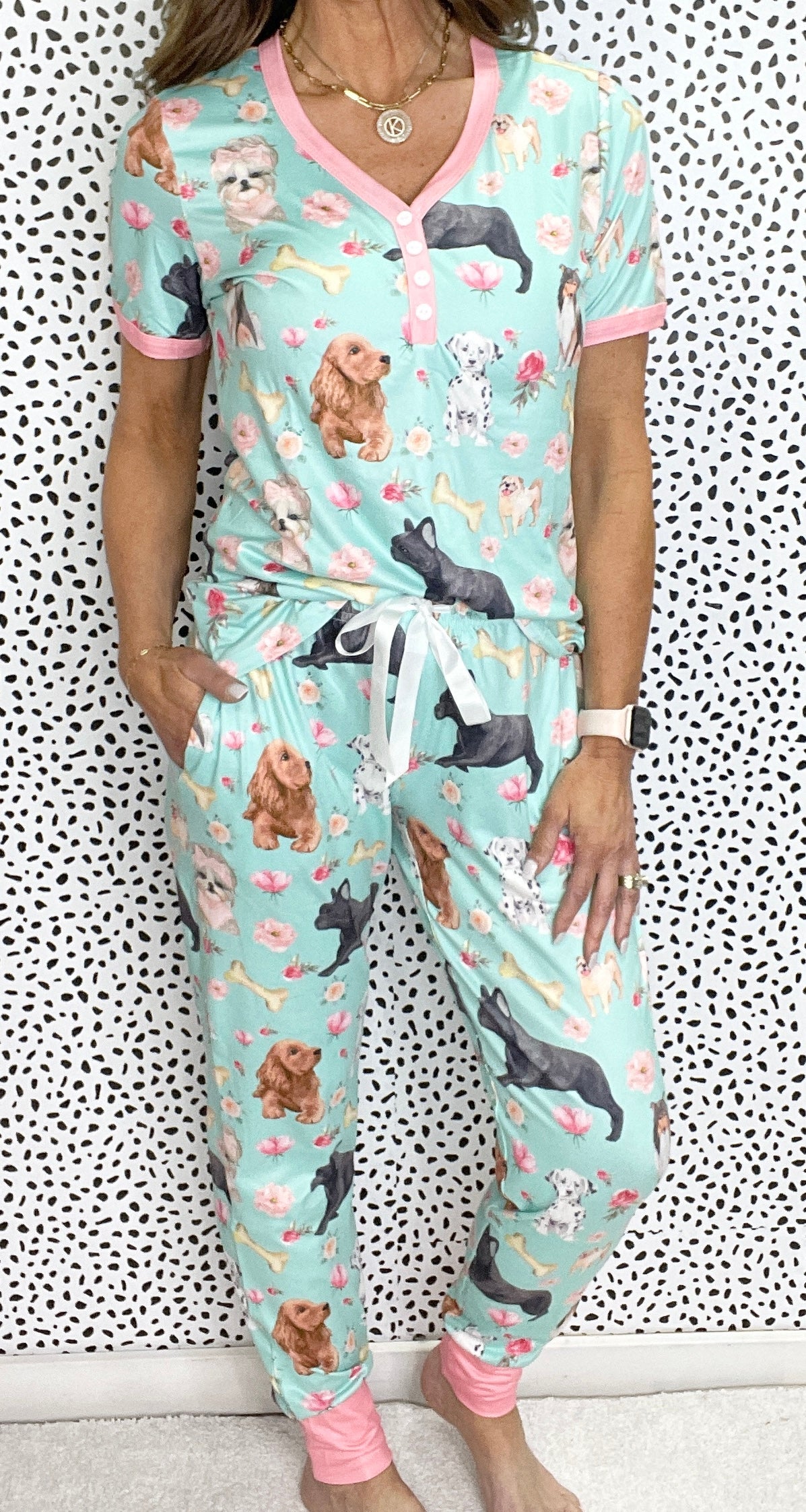 Calling All Dog Lovers Pants and Short Sleeve Pajama Set *Final Sale*