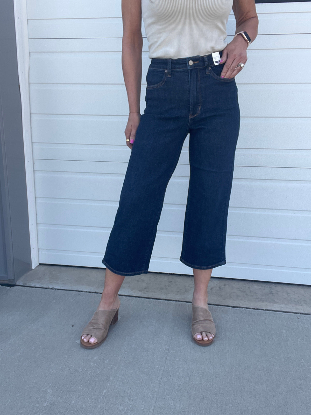 Judy Blue Sailor Tummy Control Wide Crop Jeans 716