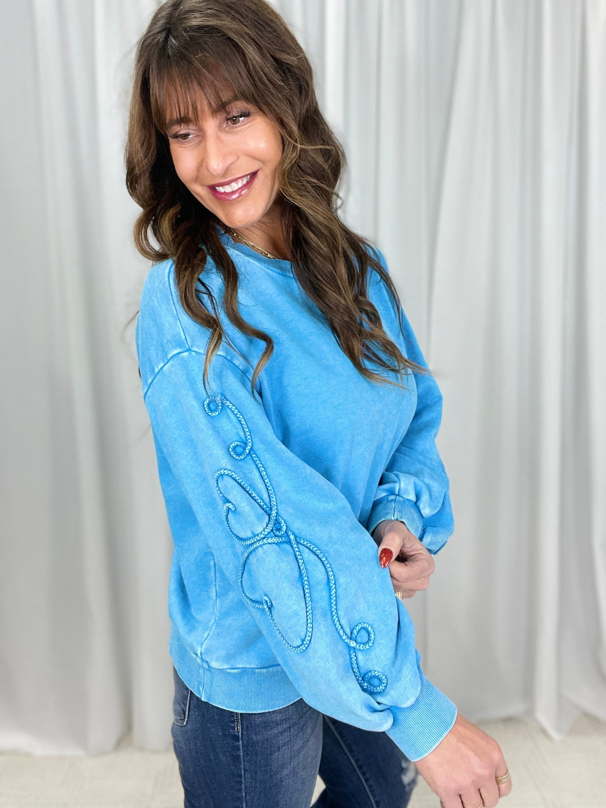 Whimsy Heart Embroidered Sweatshirt in 2 Colors