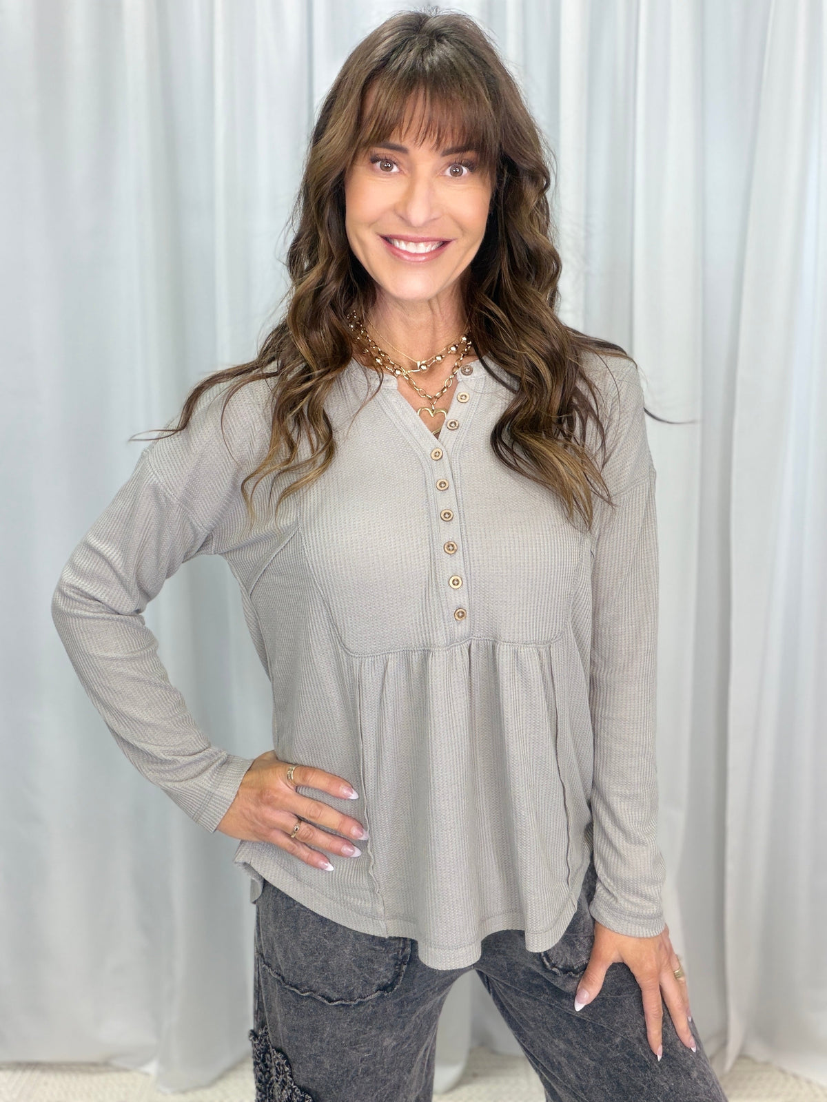 Henley Button Front Casual Days Top In Multiple Colors *Final Sale*