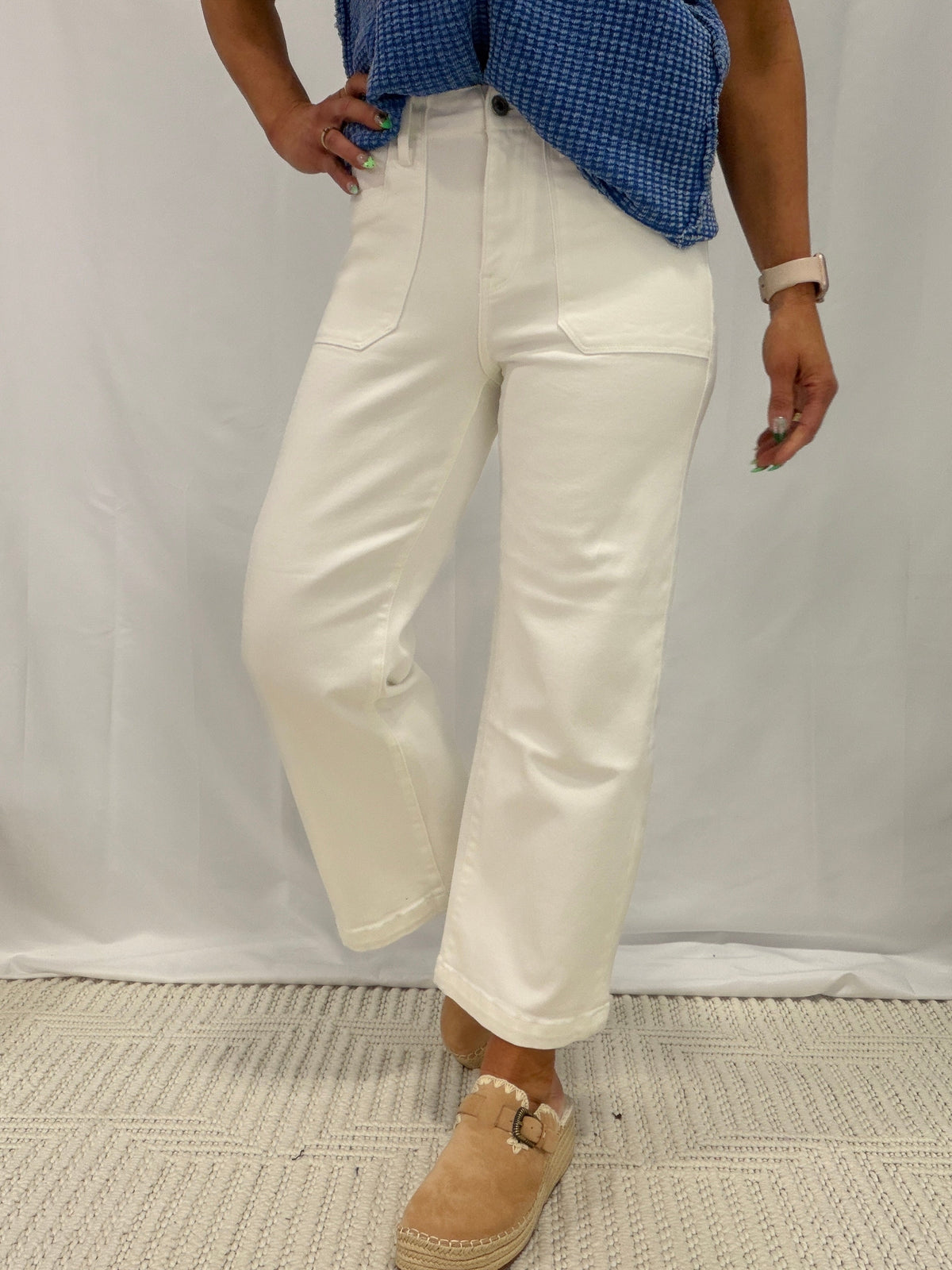 Mica Super High Wide Cropped Utility Jeans 539 In Milk *Final Sale*
