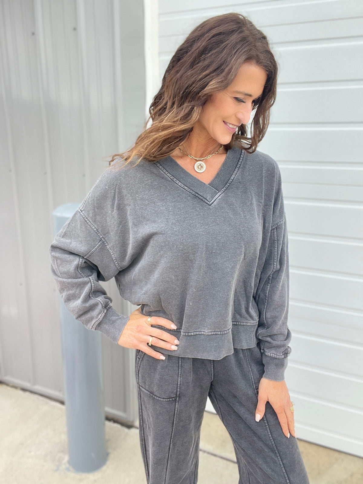 A Million Reasons Why V Neck Comfy Knit Long Sleeve Top In 6 Colors: Olive, Black, Mocha, Blue, Rose, Wine *Final Sale*
