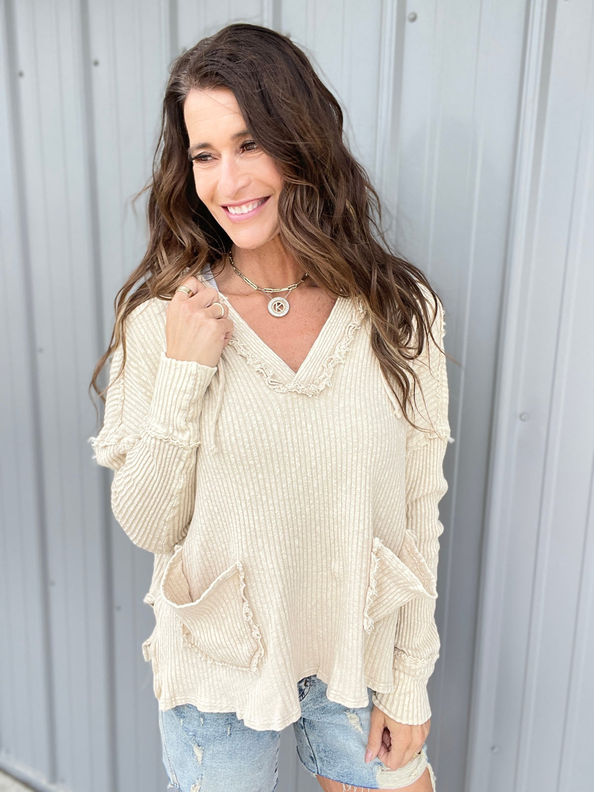 Set Your Goals Rib Knit Hoodie In 7 Colors: Khaki, Plum, Mocha, Blue, Mushroom, Oatmeal, Sage *Final Sale*