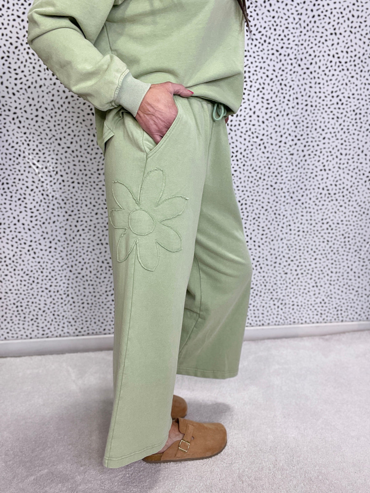 Flower Fields Mineral Washed Terry Knit Pants In 2 Colors *Final Sale*