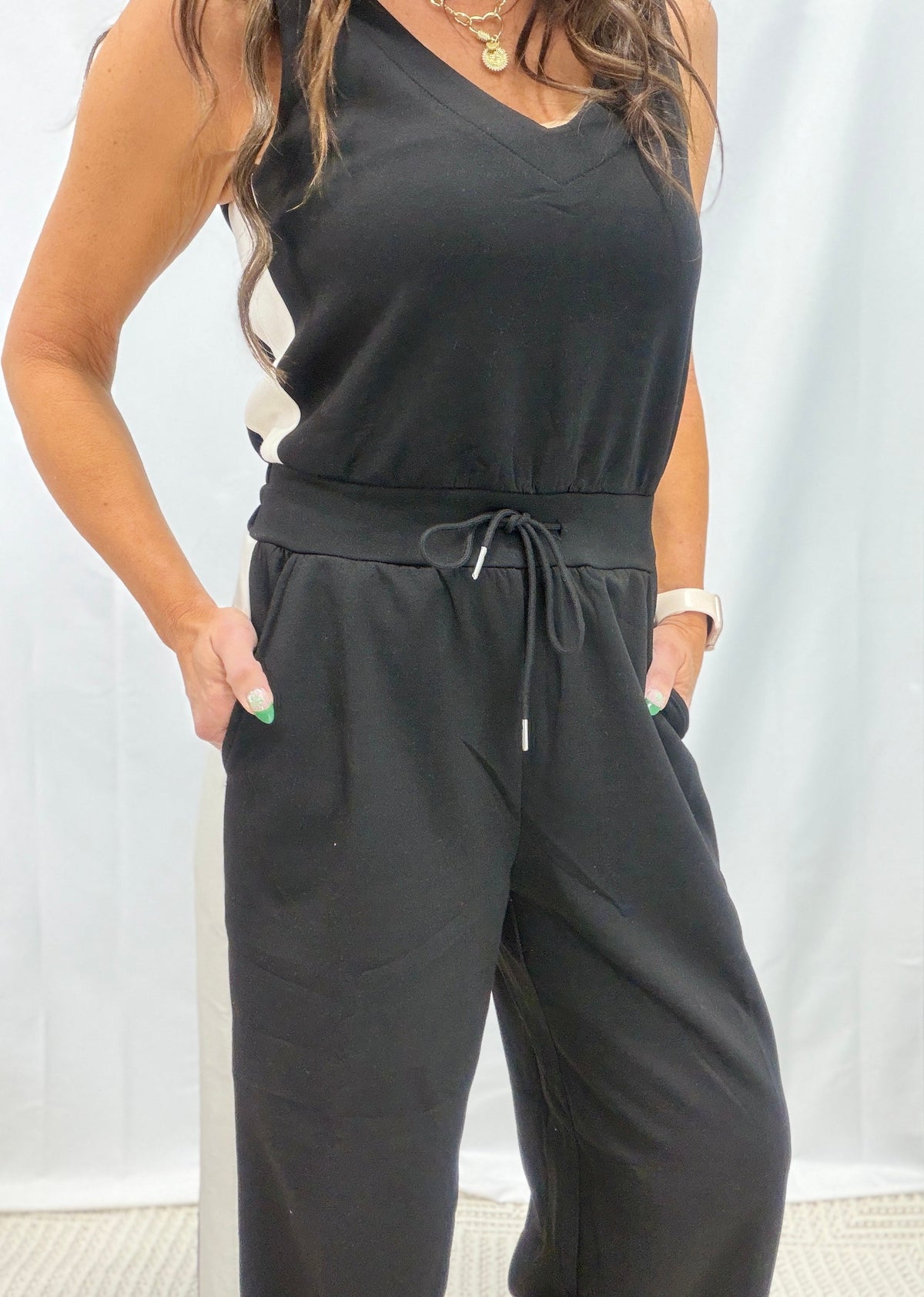 Stay In The Game Sleeveless Jumpsuit In Black