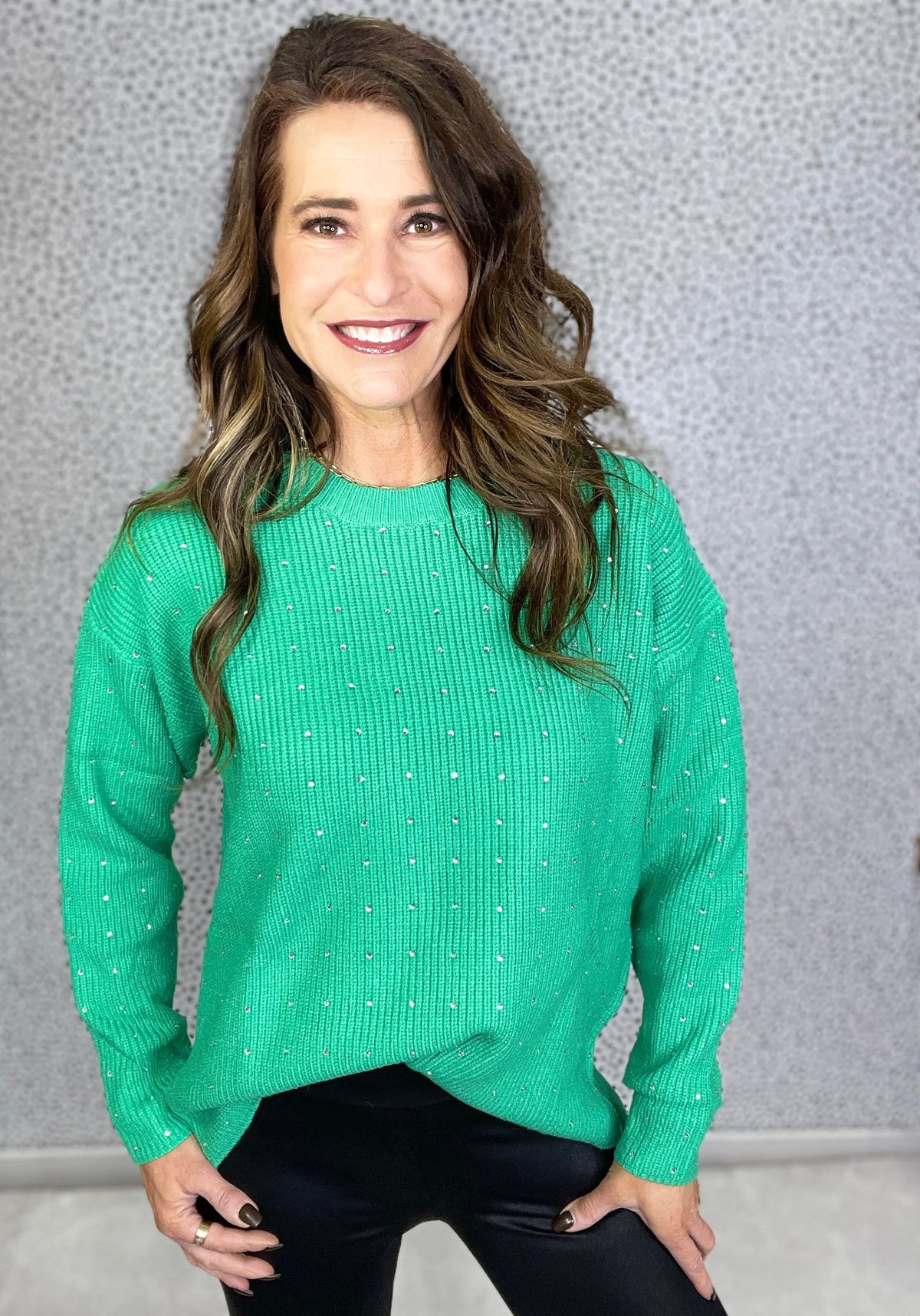 Time To Shine Rhinestone Detail Sweater