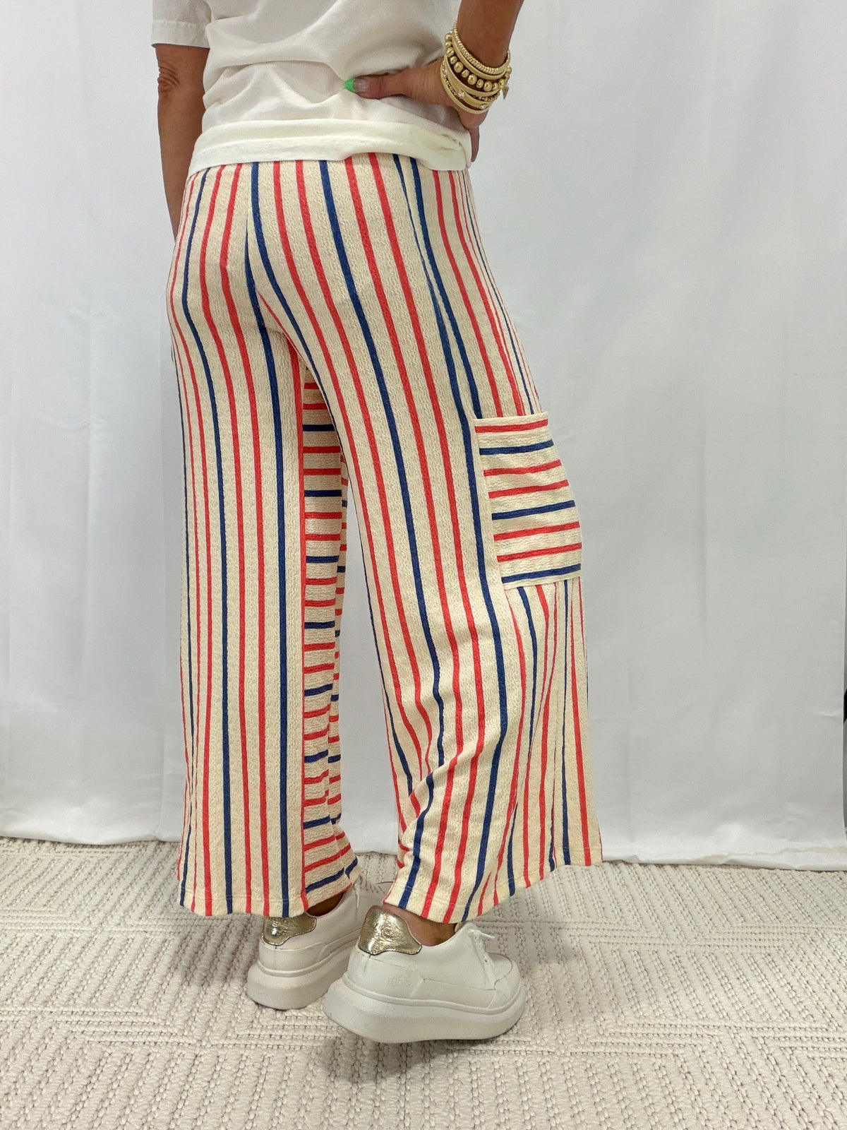 Back Together Striped Pants In Red/Blue