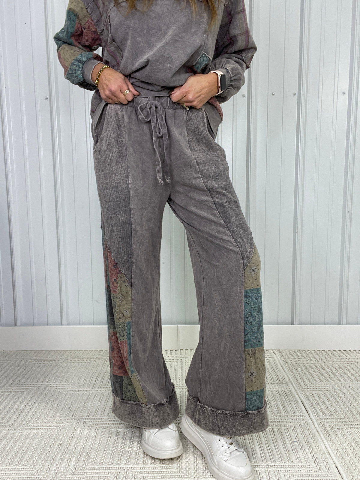 Patchwork Journey Wide Leg Pants in 2 Colors