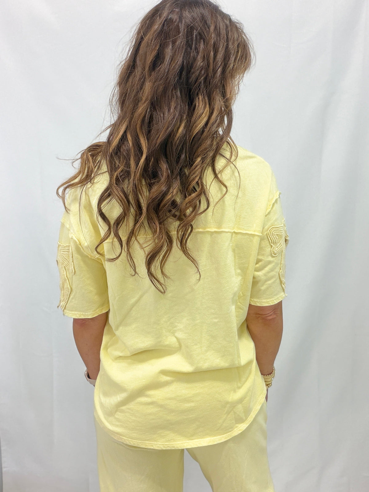 Charmed By Bows Mineral Washed Slit Top In 5 Colors