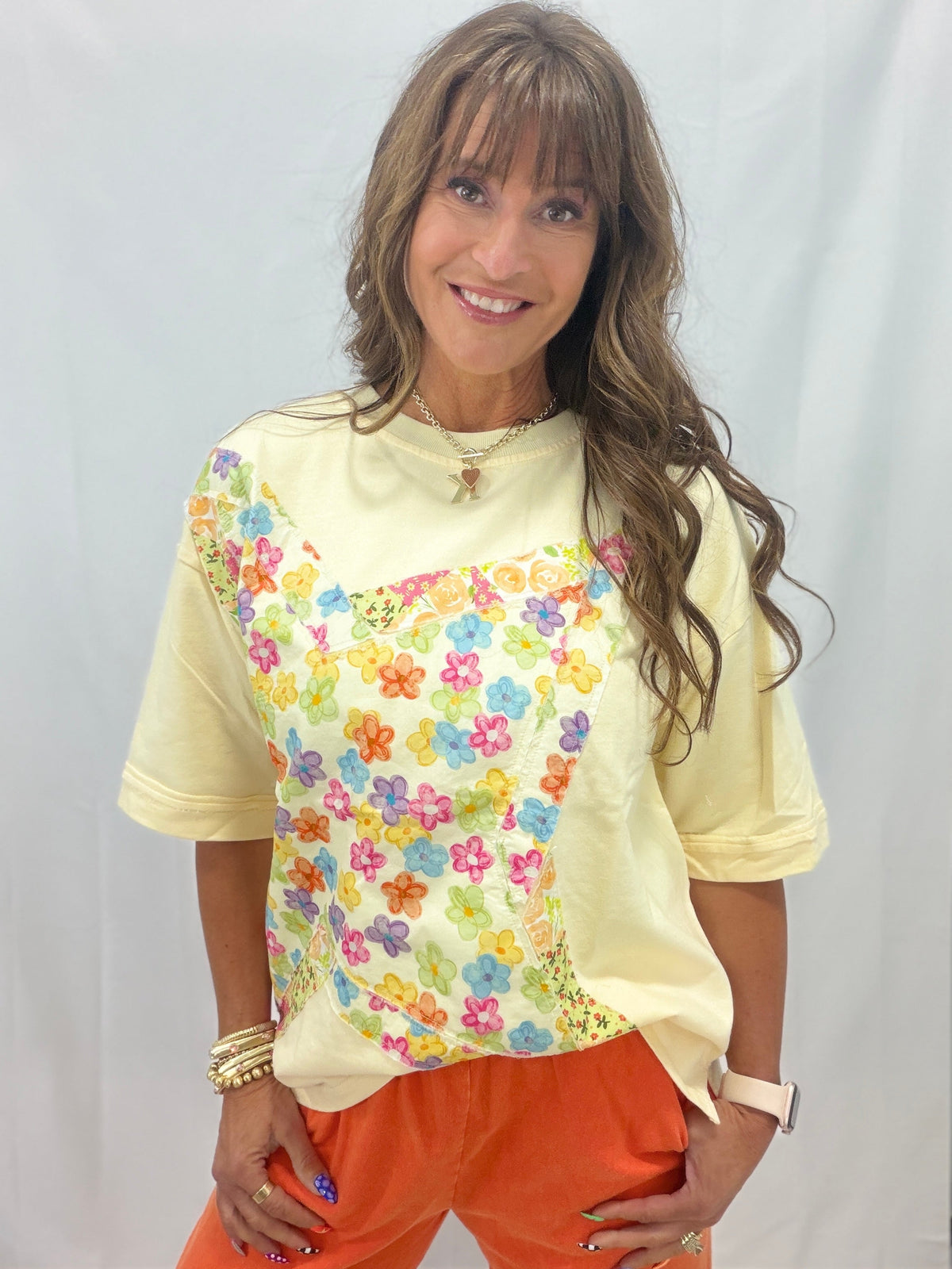Prove Me Right Meadow Patchwork Top In Cream
