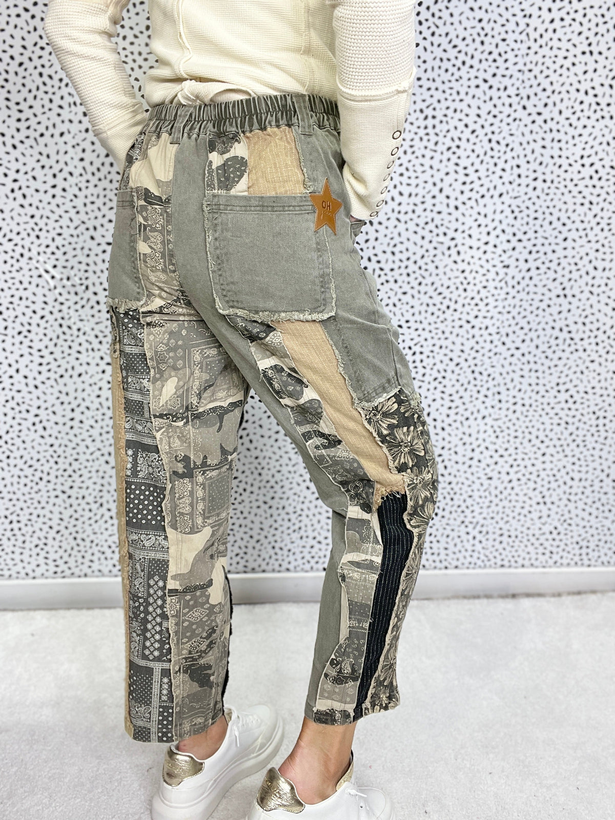 Oli & Hali It's Your Thing Washed Patchwork Twill Bottoms In 2 Colors *Final Sale*