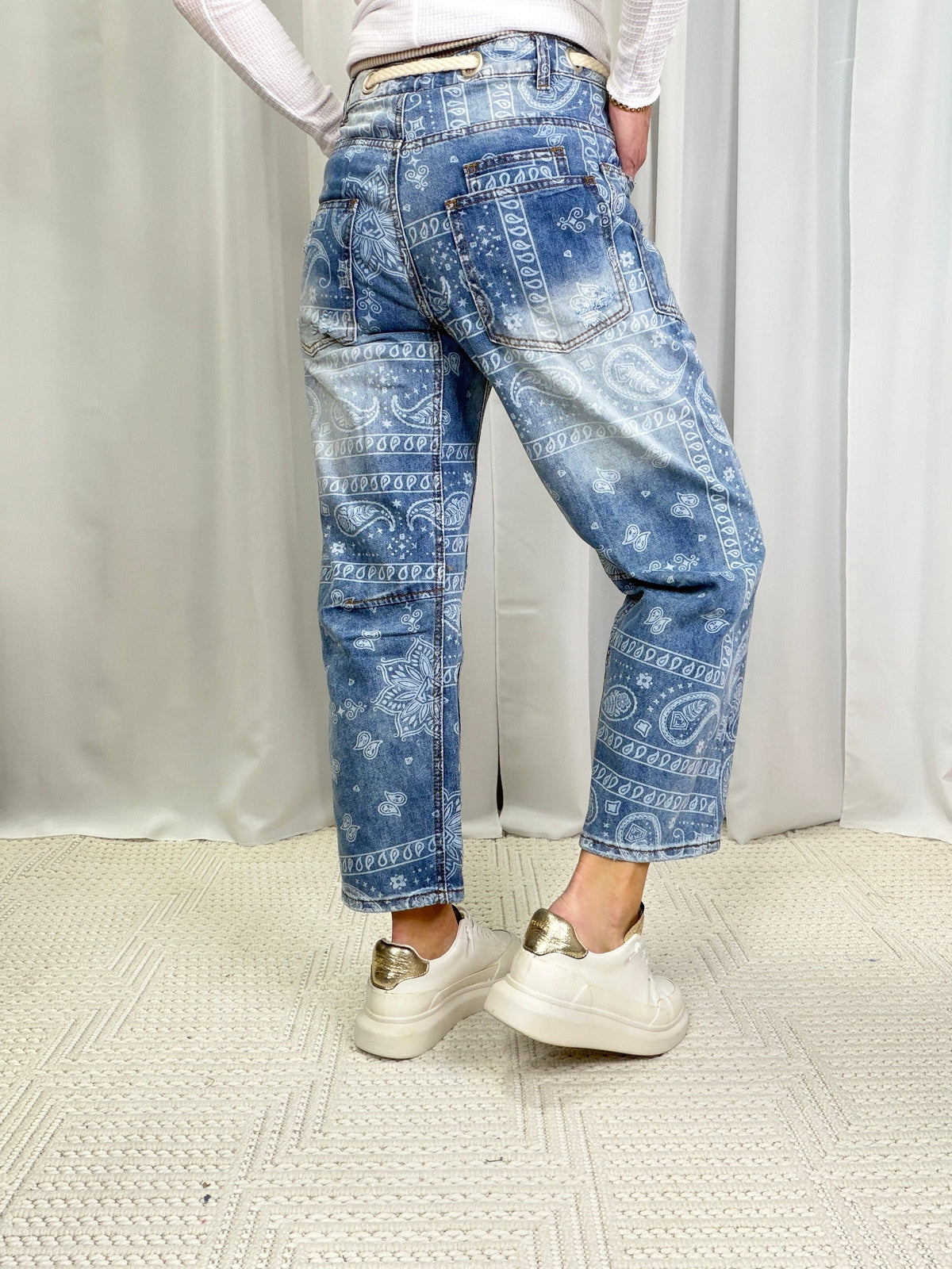Oli & Hali Hidden Gem Paisley Print Pants In Denim