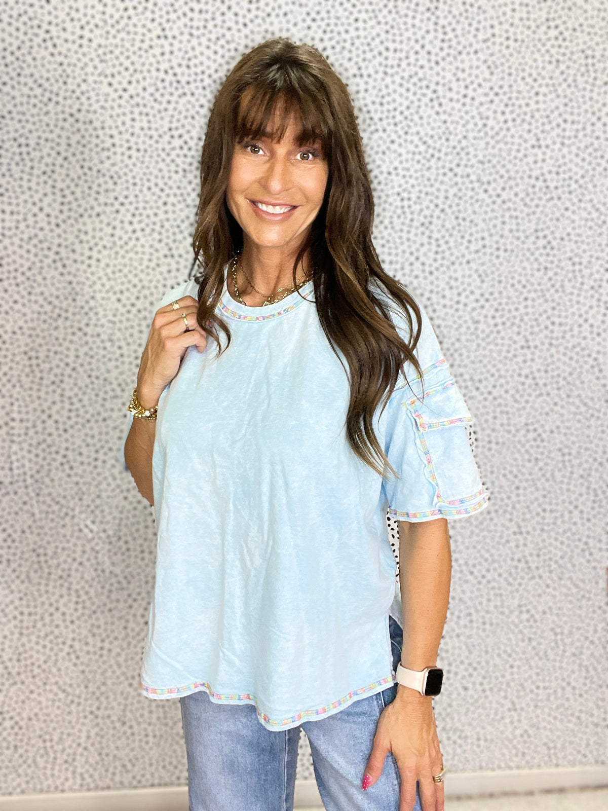 Mineral Washed Rainbow Threads Cargo Pocket Shirt in 2 Colors