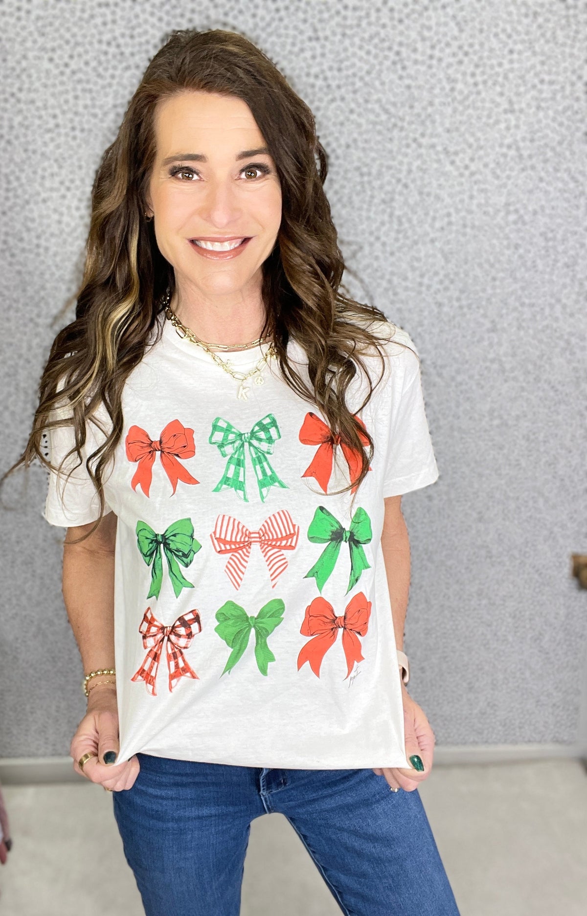Holiday Repeating Bow Tee