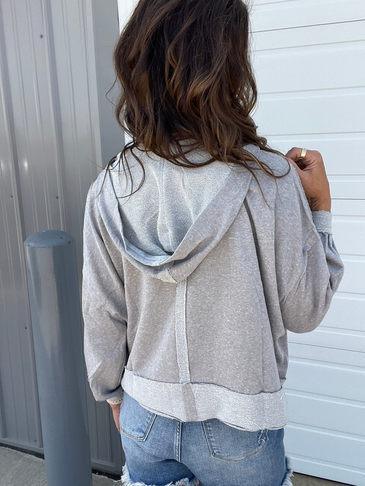 Contrast Feels Easy Fit Long Sleeve Hoodie Top In 4 Colors: Pink, Blue, Grey, Mocha *Final Sale*