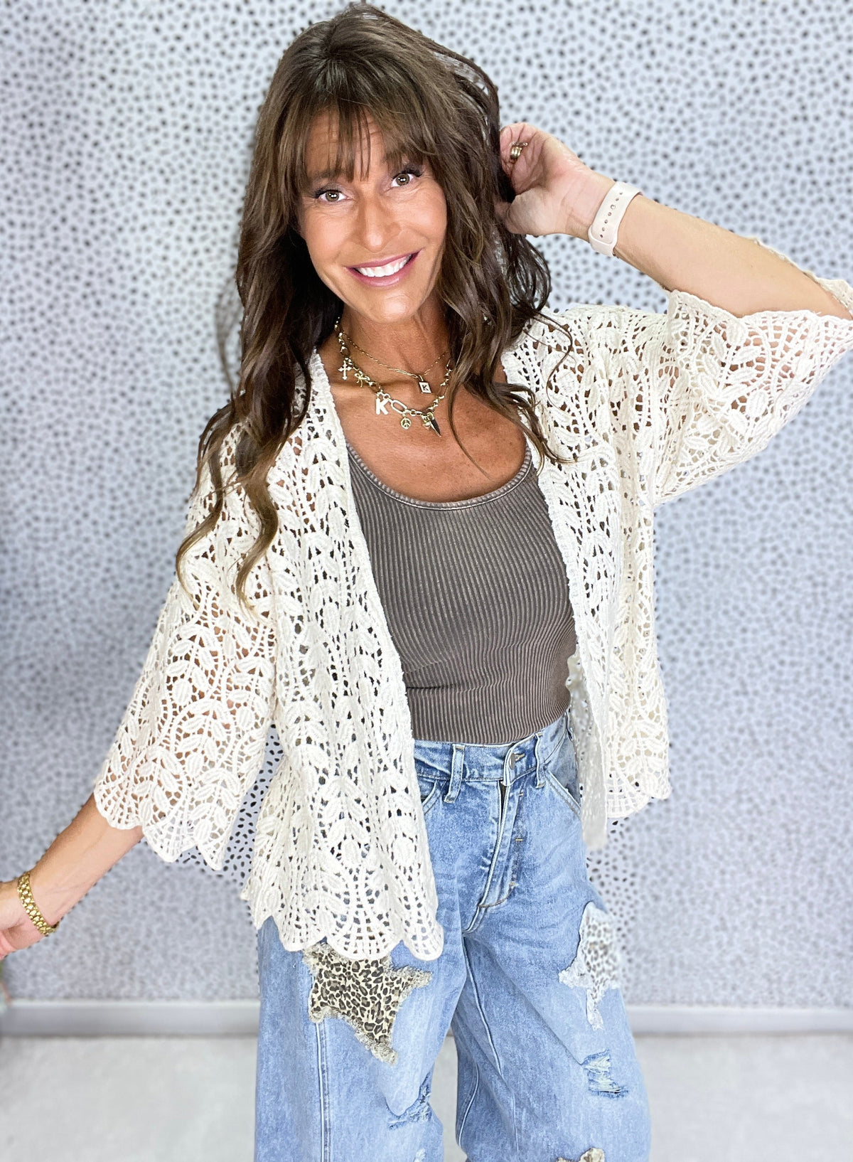 Crochet Canopy Open Front Cardigan *Final Sale*