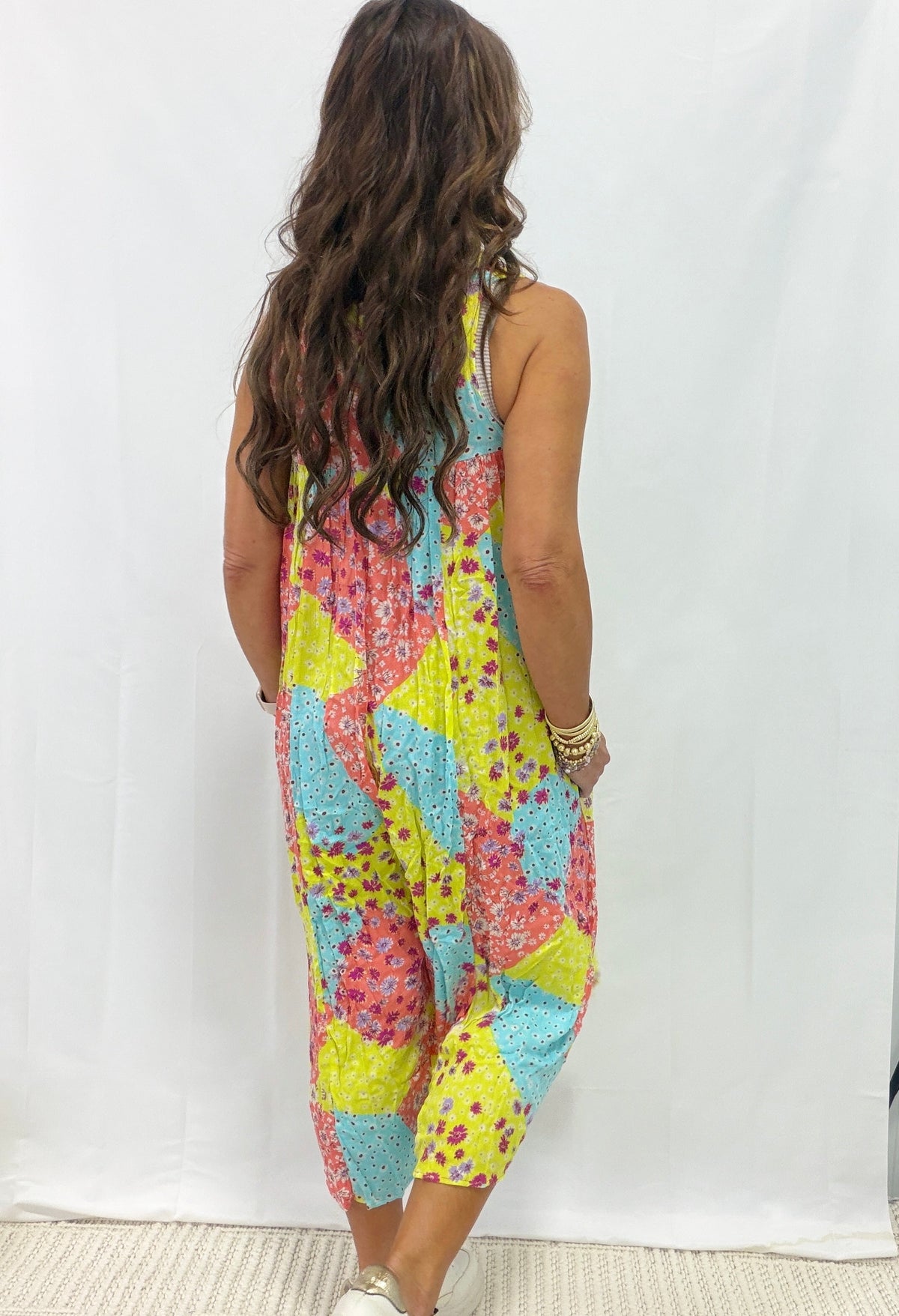 Out Of Office Mood Patchwork Wide Leg Jumpsuit In 2 Colors