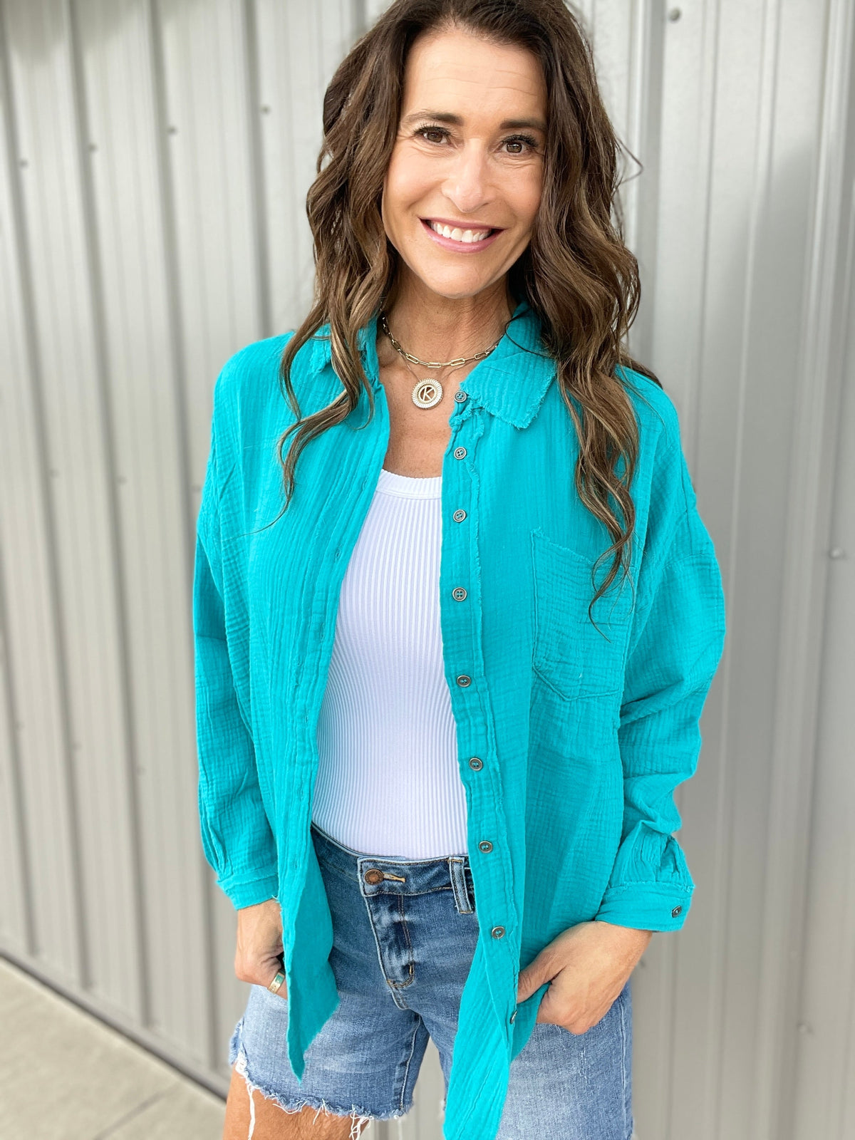 Waiting On You Lightweight Long Sleeve Button Down Top in 5 Colors *Final Sale*