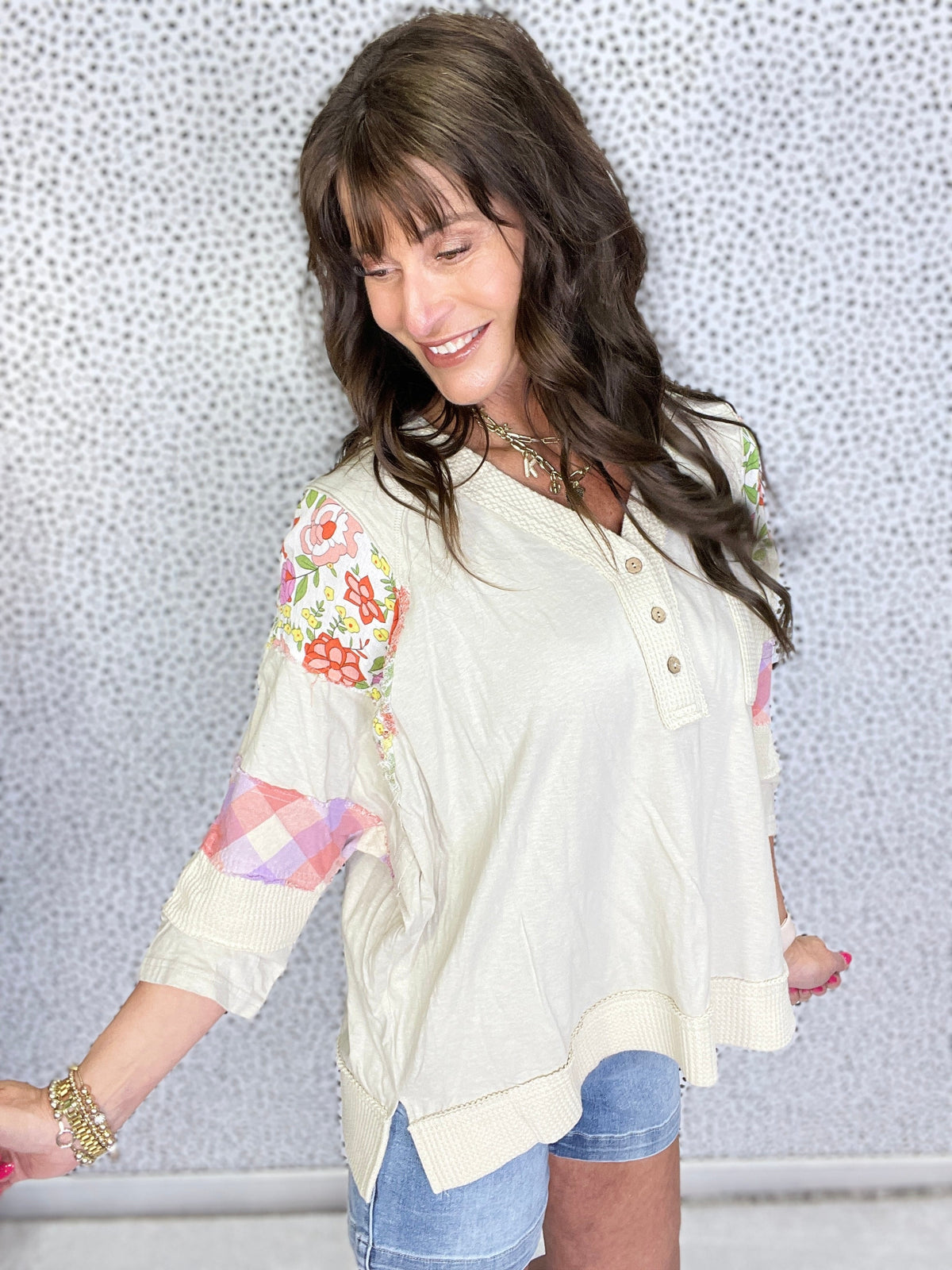 Let's Talk About This 3/4 Sleeve Soft Washed Henley Top In 2 Colors