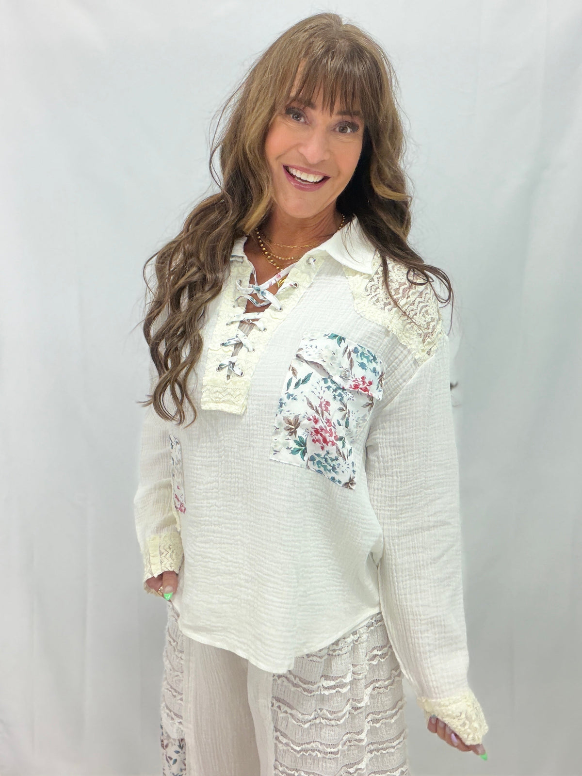Pol Lace Meadow Patchwork Top