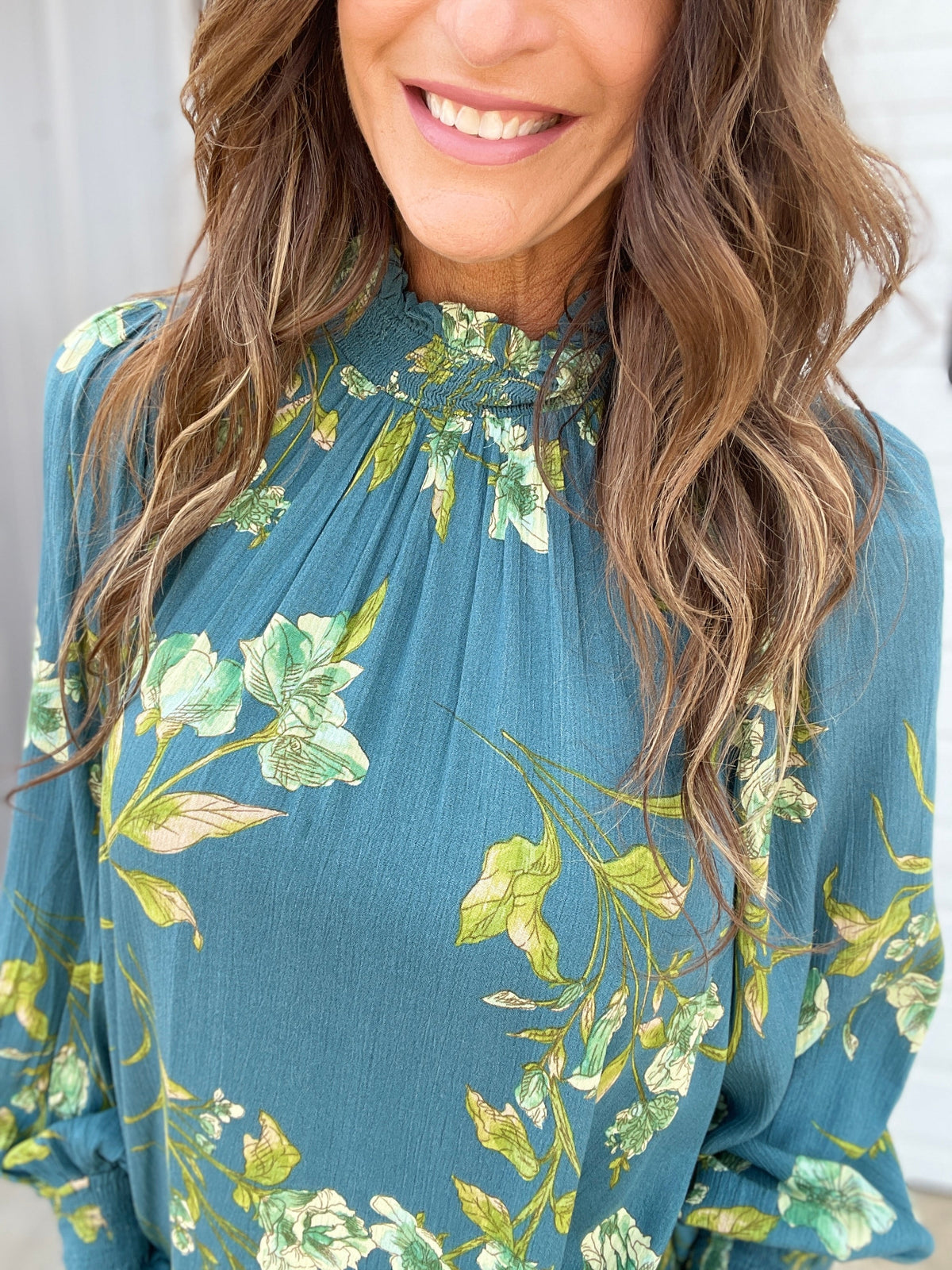 Where Have You Been Mock Neck Blouse In 3 Colors: Golden, Teal. Plum *Final Sale*