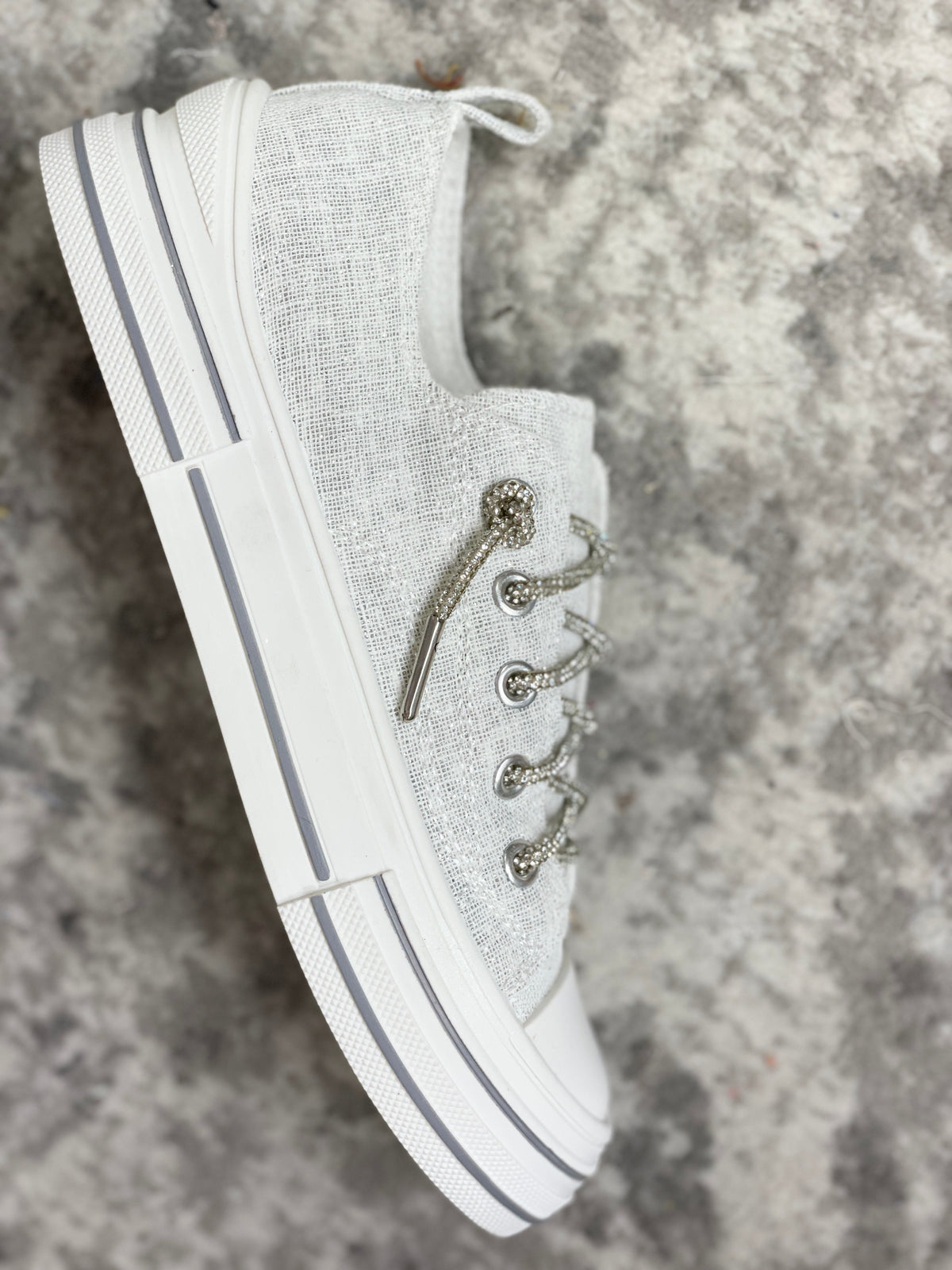 Very G Aman White Sparkle Bling Lace Sneakers *Final Sale*