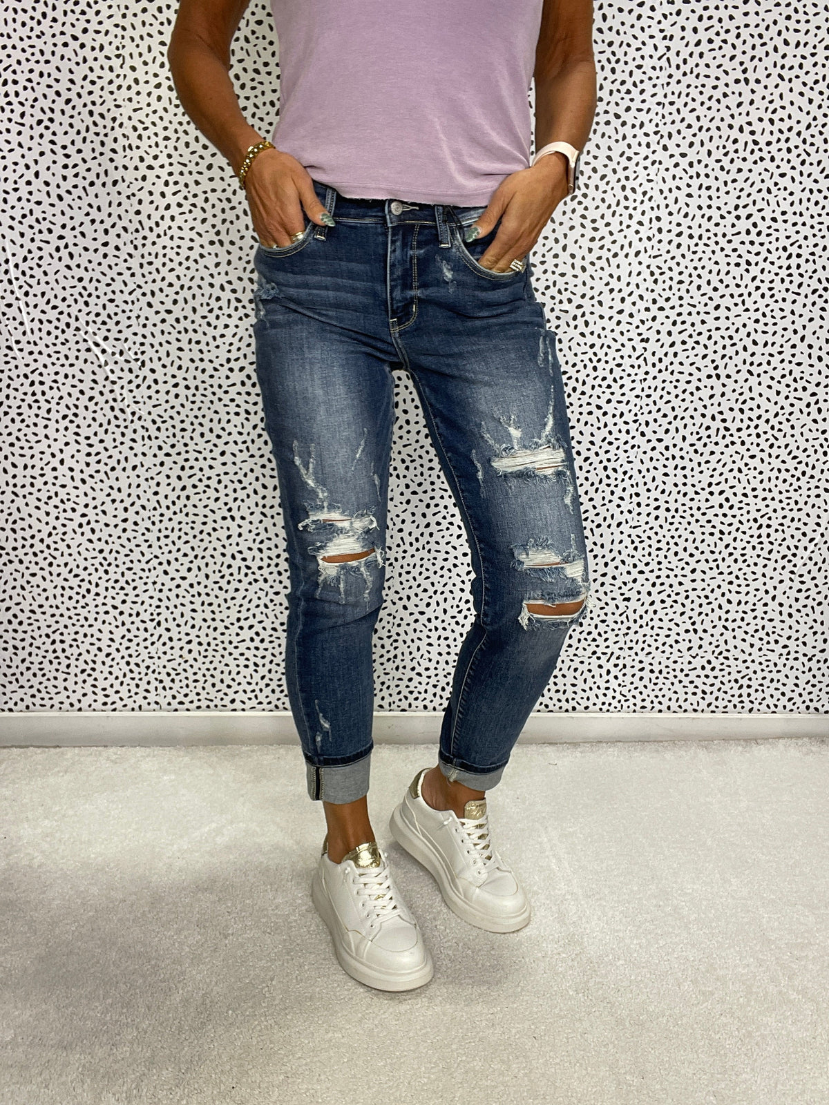 Judy Blue Josie Cuffed Mid Rise Boyfriend Fit Jean